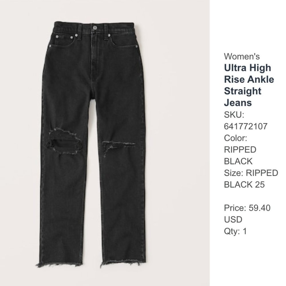 NEW Abercrombie High-Rise Straight Jeans Sz 25